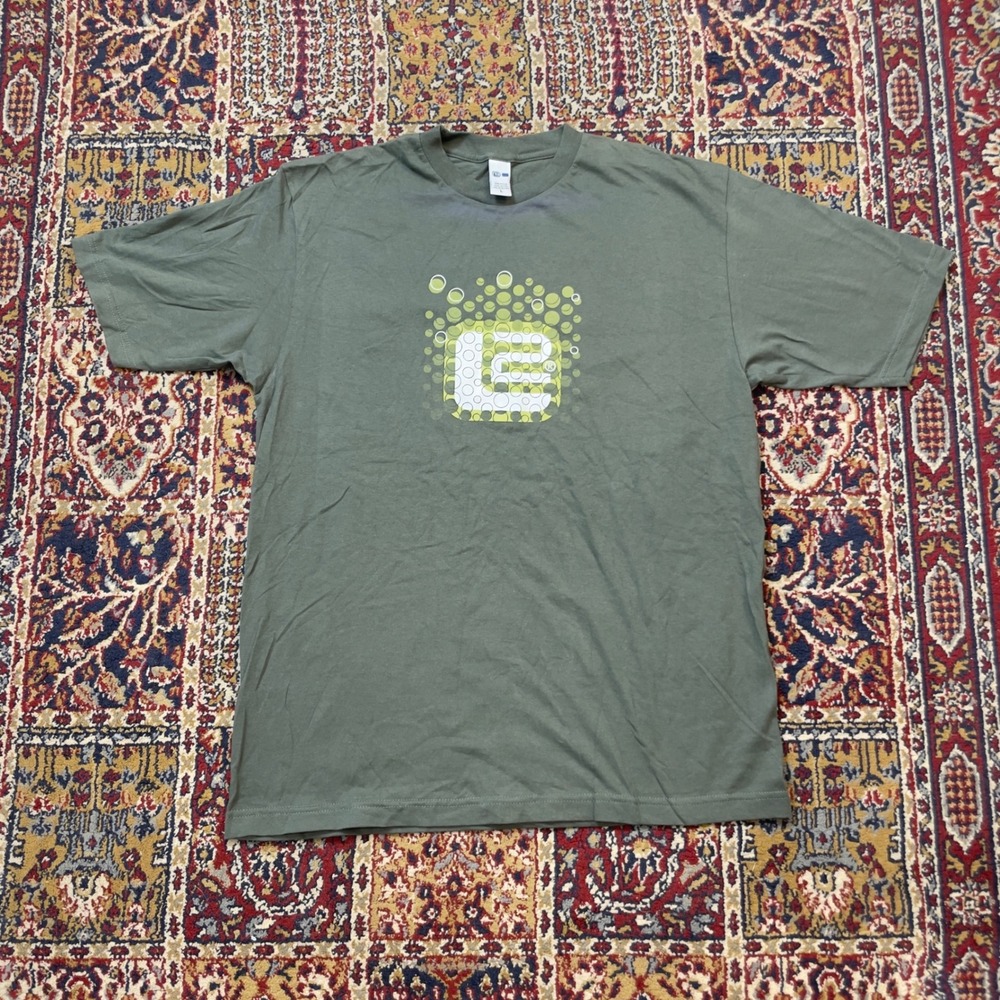 VTG Rare 90s 00s Levis L2 Promo Logo Tee L Olive Green USA Y2K Bubble T-Shirt